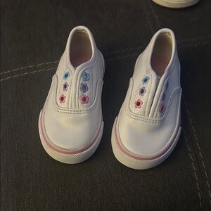 Miracle White Kids Sneakers with Colorful Flower Accents